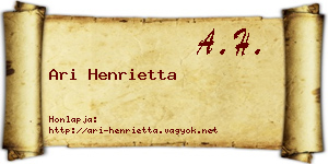 Ari Henrietta névjegykártya